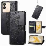 For vivo V29 5G Butterfly Love Flower Embossed Leather Phone Case(Black)