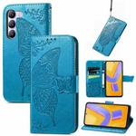 For vivo V40 SE Butterfly Love Flower Embossed Leather Phone Case(Blue)