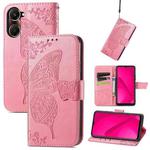 For vivo Y37 Butterfly Love Flower Embossed Leather Phone Case(Pink)