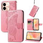 For vivo Y37 Pro Butterfly Love Flower Embossed Leather Phone Case(Pink)