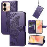 For vivo Y37 Pro Butterfly Love Flower Embossed Leather Phone Case(Purple)