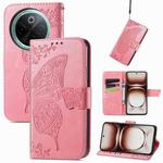 For vivo Y300 Pro Butterfly Love Flower Embossed Leather Phone Case(Pink)