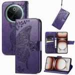 For vivo Y300 Pro Butterfly Love Flower Embossed Leather Phone Case(Purple)