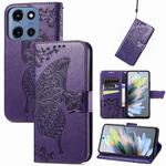 For Motorola Moto G 2025 Butterfly Love Flower Embossed Leather Phone Case(Purple)