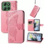 For Motorola Moto G Power 2025 Butterfly Love Flower Embossed Leather Phone Case(Pink)