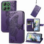 For Motorola Moto G Power 2025 Butterfly Love Flower Embossed Leather Phone Case(Purple)