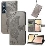 For Realme C65 Butterfly Love Flower Embossed Leather Phone Case(Gray)