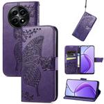 For Realme 12 Butterfly Love Flower Embossed Leather Phone Case(Purple)