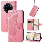 For Realme 14 Pro+ Butterfly Love Flower Embossed Leather Phone Case(Pink)