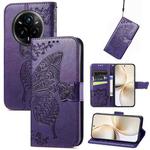 For Realme 14 Pro+ Butterfly Love Flower Embossed Leather Phone Case(Purple)