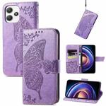 For Xiaomi Redmi Note 12R Butterfly Love Flower Embossed Leather Phone Case(Lavender)