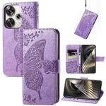 For Xiaomi Redmi Turbo 3 5G Butterfly Love Flower Embossed Leather Phone Case(Lavender)