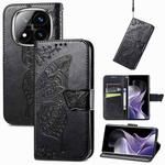 For Xiaomi Redmi Note 14 Pro 5G Butterfly Love Flower Embossed Leather Phone Case(Black)