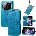 For Xiaomi Redmi Note 14 Pro+ 5G Butterfly Love Flower Embossed Leather Phone Case(Blue)