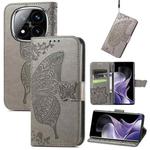For Xiaomi Redmi Note 14 Pro+ 5G Butterfly Love Flower Embossed Leather Phone Case(Gray)