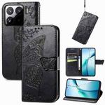 For Xiaomi 15 Pro Butterfly Love Flower Embossed Leather Phone Case(Black)