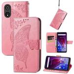 For Cubot P60 Butterfly Love Flower Embossed Leather Phone Case(Pink)