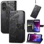 For Cubot P60 Butterfly Love Flower Embossed Leather Phone Case(Black)