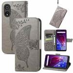 For Cubot P60 Butterfly Love Flower Embossed Leather Phone Case(Gray)
