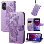 For Cubot P60 Butterfly Love Flower Embossed Leather Phone Case(Lavender)