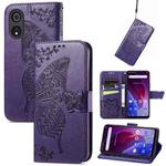 For Cubot P60 Butterfly Love Flower Embossed Leather Phone Case(Purple)