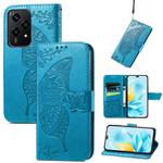 For Honor 200 Lite Global Butterfly Love Flower Embossed Leather Phone Case(Blue)