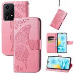 For Honor 200 Lite Butterfly Love Flower Embossed Leather Phone Case(Pink)