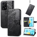 For Honor 200 Lite Global Butterfly Love Flower Embossed Leather Phone Case(Black)