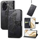 For Honor 200 Butterfly Love Flower Embossed Leather Phone Case(Black)