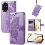 For Honor 200 Butterfly Love Flower Embossed Leather Phone Case(Lavender)