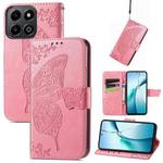 For Honor 200 Smart Butterfly Love Flower Embossed Leather Phone Case(Pink)