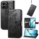 For Honor 200 Smart Butterfly Love Flower Embossed Leather Phone Case(Black)