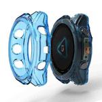 For Garmin Fenix 8 AMOLED 43mm ENKAY Hat-Prince Transparent TPU Frame Drop Protection Case(Blue)