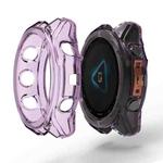 For Garmin Fenix 8 AMOLED 43mm ENKAY Hat-Prince Transparent TPU Frame Drop Protection Case(Purple)