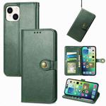 For  iPhone 15 Pro Retro Solid Color Buckle Leather Phone Case(Green)