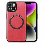 For iPhone 14 Solid Color Leather Skin Back Cover Phone Case(Red)