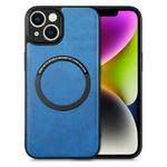 For iPhone 14 Solid Color Leather Skin Back Cover Phone Case(Blue)