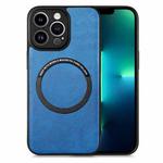 For iPhone 13 Pro Max Solid Color Leather Skin Back Cover Phone Case(Blue)