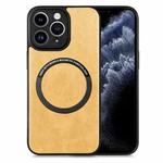 For iPhone 11 Pro Max Solid Color Leather Skin Back Cover Phone Case(Yellow)