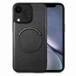 For iPhone XR Solid Color Leather Skin Back Cover Phone Case(Black)