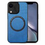 For iPhone XR Solid Color Leather Skin Back Cover Phone Case(Blue)