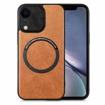 For iPhone XR Solid Color Leather Skin Back Cover Phone Case(Brown)