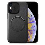 For iPhone XS Max Solid Color Leather Skin Back Cover Phone Case(Black)