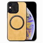 For iPhone XS Max Solid Color Leather Skin Back Cover Phone Case(Yellow)