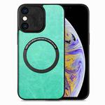 For iPhone XS Max Solid Color Leather Skin Back Cover Phone Case(Green)