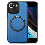 For iPhone SE 2022 / 7 / 8 Solid Color Leather Skin Back Cover Phone Case(Blue)