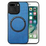 For iPhone 6 Plus / 6s Plus Solid Color Leather Skin Back Cover Phone Case(Blue)