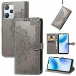 For Blackview A53 Mandala Flower Embossed Leather Phone Case(Gray)