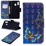 3D Colored Drawing Pattern Horizontal Flip Leather Case for Samsung Galaxy A20&A30, with Holder & Card Slots & Wallet(Butterfly)