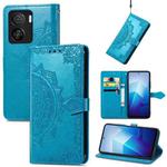 For vivo iQOO Z7 Mandala Flower Embossed Leather Phone Case(Blue)